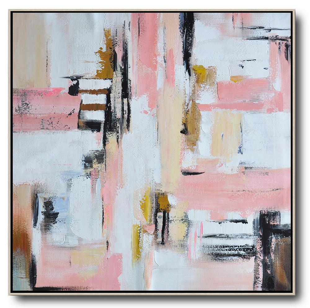 Abstract Painting Extra Large Canvas Art,Oversized Contemporary Art,Contemporary Wall Art,Pink,White,Yellow,Brown.etc